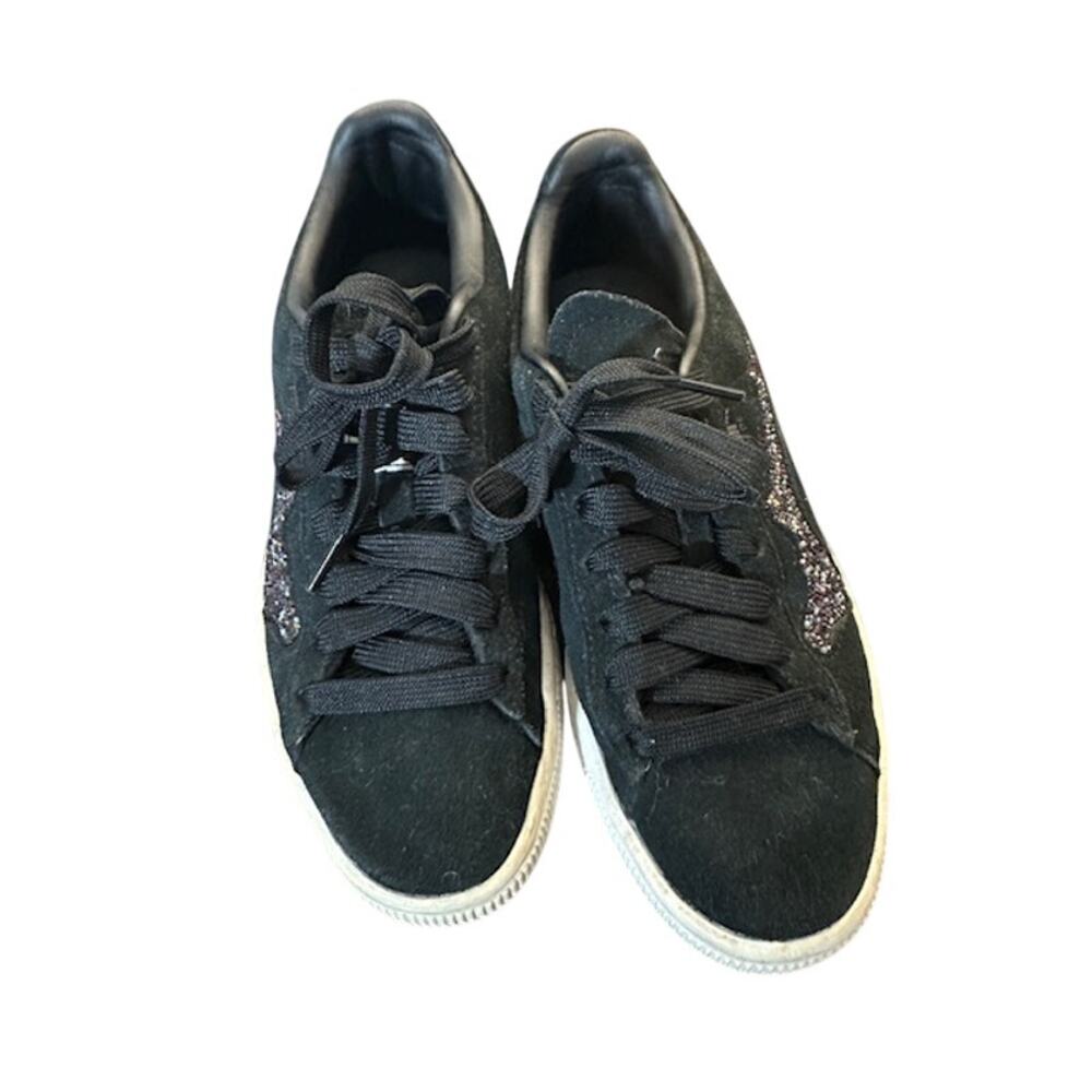 Puma Black Swarovski Crystal Suede Low Top Sneakers Women Sz 6